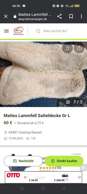 Mattes Lammfell Satteldecke Dressur, Mattes, Doro, Other Pads, Castrop-Rauxel , Image 2