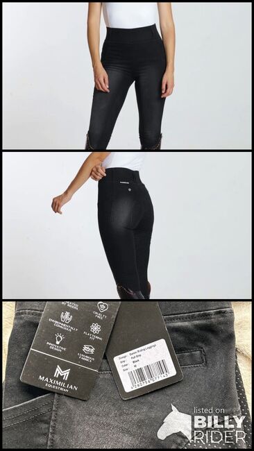 Maximilian Equestrian Denim Riding Leggings (Black), Maximilian Equestrian  Denim Riding Leggings, Laura Strehlow, Bryczesy, Groß Mohrdorf , Image 4