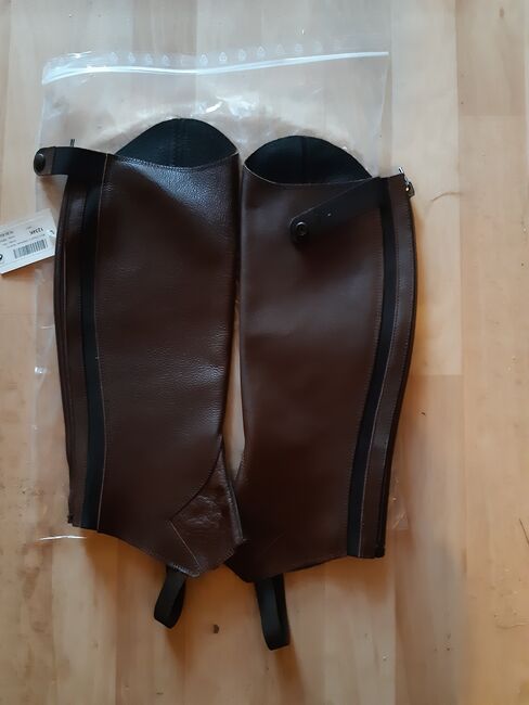 Minichaps XXL Kurz Glattleder braun NEU, Loesdau , Maya F-K, Half Chaps, Reutlingen