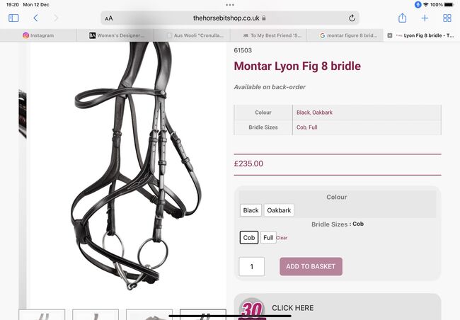 Montar figure of eight, Montar Lyon  Figure of eight, Gemma potts , Bridles & Headstalls, Crook , Image 3