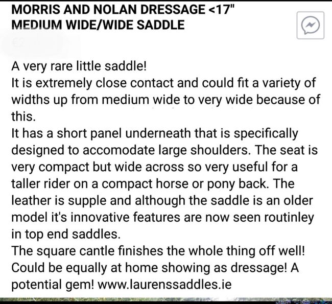 Morris and Nolan show/ dressage saddle, Morris and Nolan  Show/ Dressage , Jean O'CONNOR, Dressursattel, Galway, Abbildung 2