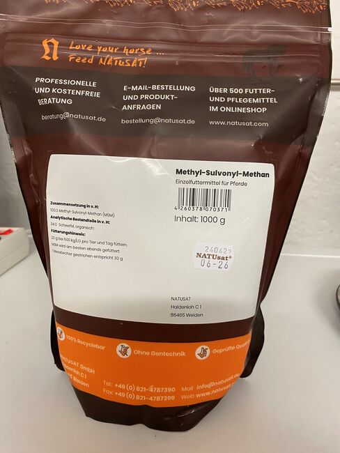 Natusat MSM organischer Schwefel (Pulver), Natusat, Daniela, Horse Feed & Supplements, Karlsfeld, Image 3