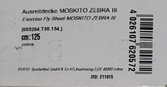 *Neu* Fliegenausreitdecke BUSSE MOSKITO ZEBRA III, Busse Moskito Zebra III, Chrissi Rappler, Pferdedecken, Altenmünster, Abbildung 6