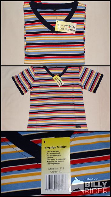 Neues HKM Streifen T-Shirt Kinder XL (ca. 170-176, Erwachsene S) rot gelb blau gestreift NEU, HKM, Anne, Kinder-Oberteile, Wahrenholz, Abbildung 4
