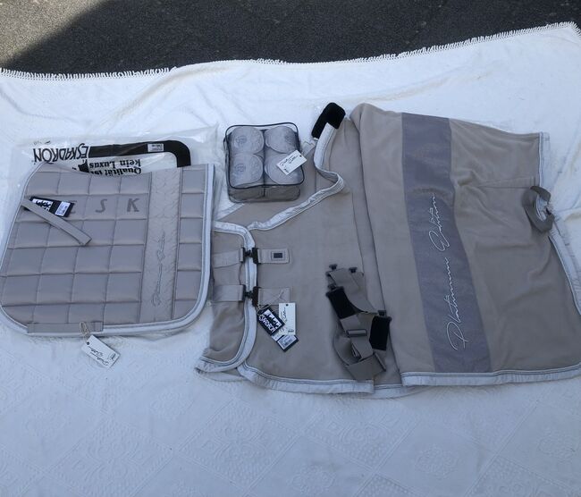 NEU ESKADRON SET Platinum 2018 nude Glitter Schabracke DL Abschwitzdecke XL 155cm beige WB Glitzer, Eskadron, Hermine, Czapraki, Bremen