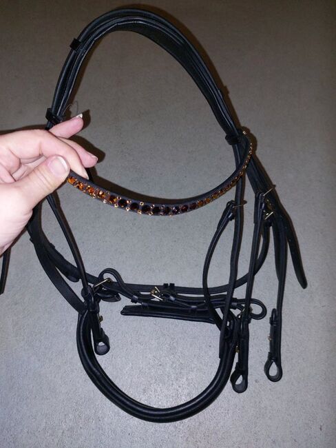 Neuer Kandarenzaum von Ascot, WB, schwarz/Messing, Ascot, Sandra, Bridles & Headstalls, Garching, Image 3