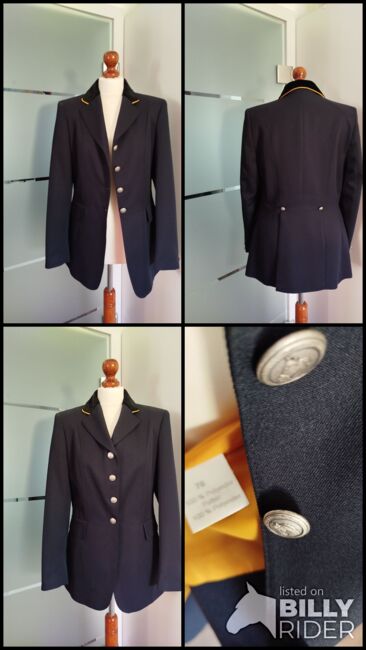 NEU Turnierjacket Euroriding dunkelblau Samtkragen Gr.76, Euroriding  Reitjacke Damen Blau Samtkragen goldene Paspel Gr.76, Veronika , Na zawody, Heusenstamm , Image 8