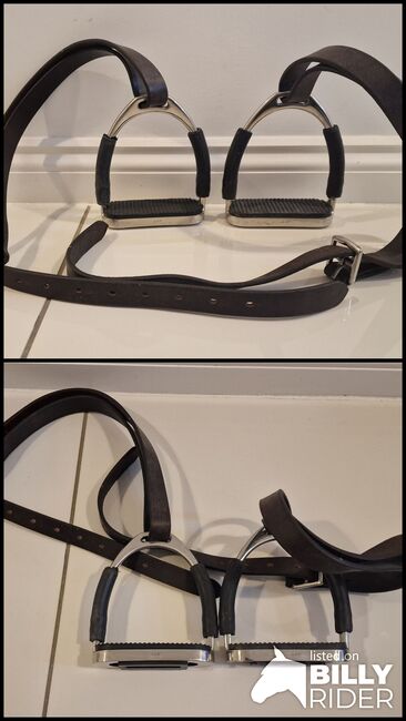 Pair of stirrups and leather straps, Catherine Henry, Ostrogi, Pontefract, Image 3
