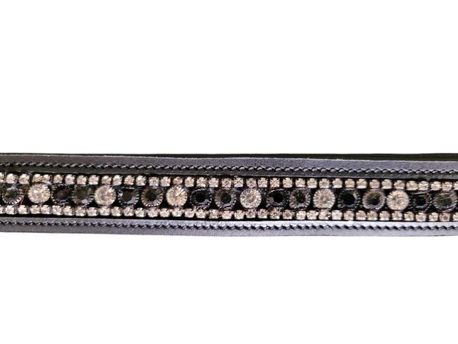 Leder-Stirnband, Stirnriemen mit Glitzersteinen für Pferde, 40 cm, schwarz; 4 Horse, 4 Horse, Andrea Schürmann, Browbands, Lichtenau, Image 2