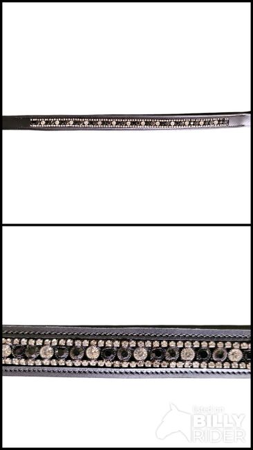 Leder-Stirnband, Stirnriemen mit Glitzersteinen für Pferde, 40 cm, schwarz; 4 Horse, 4 Horse, Andrea Schürmann, Browbands, Lichtenau, Image 3