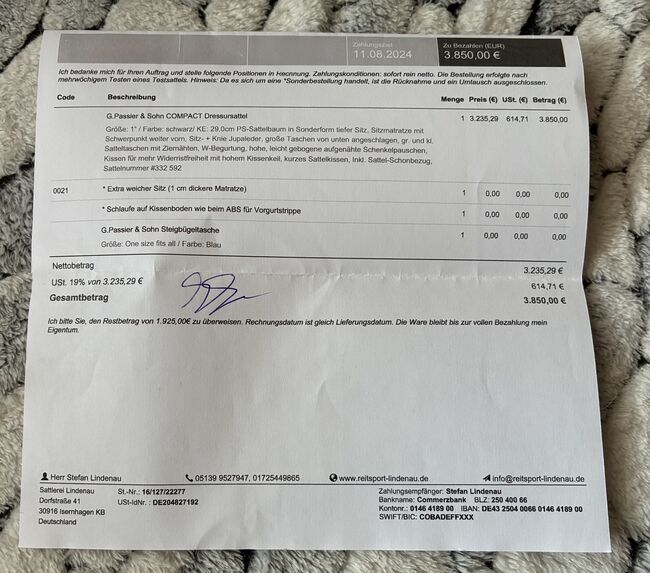 Passier Compact Comfort 1 von 8/8/2024, Passier  Compact Comfort, Maren , Dressursattel, Gifhorn, Abbildung 6