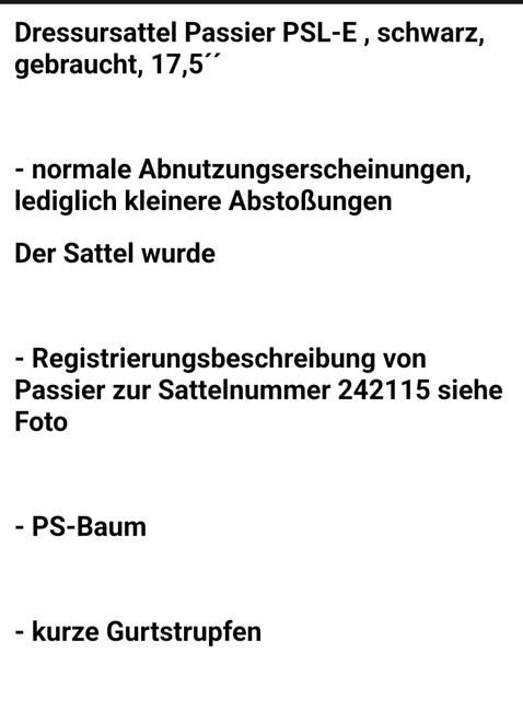 Passier Dressursattel, Passier PSL-E, Karolin Bohn , Dressursattel, Minden, Abbildung 3