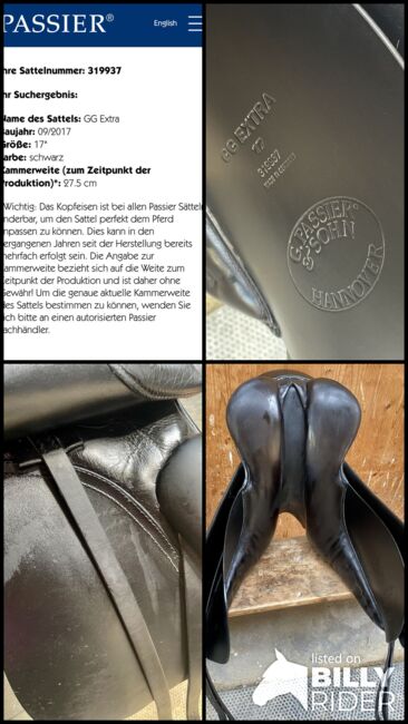 Passier GG extra, 17 Zoll, Kammerweite 27,5, Passier  GG extra , Astrid, Dressage Saddle, Langenbach, Image 17