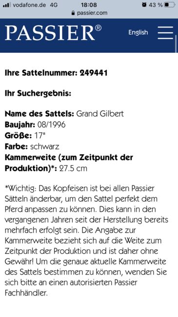 Passier Grand Gilbert Dressursattel 17“ 27,5cm, Passier Grand Gilbert, Friederike Lubkoll, Dressursattel, Felixsee, Abbildung 3