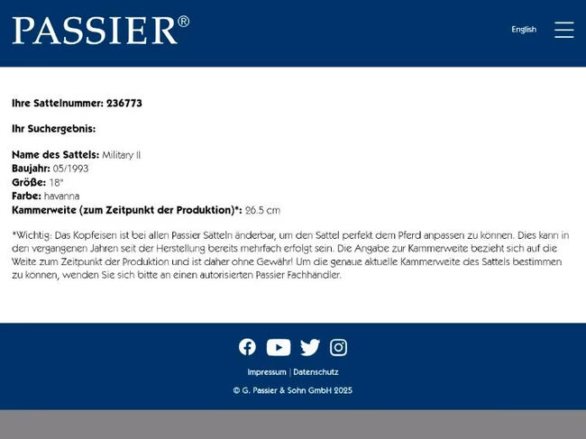 Passier Military 2, braun, Monoblatt, Spring/ Eventingsattel, Passier Military 2, Kathleen, Springsattel, Heidenau, Abbildung 2