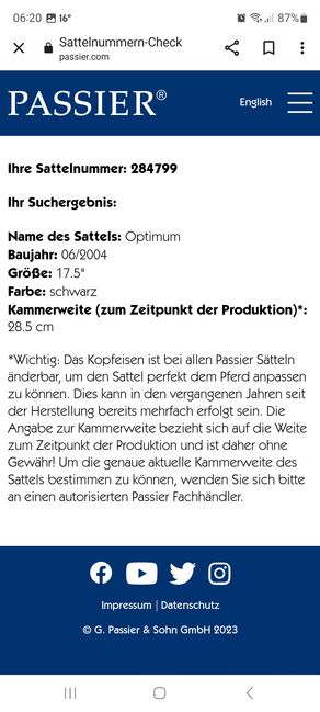 Passier Optimum Dressursattel 17.5, Passier Optimum, Stefanie Berg, Dressursattel, Bochum, Abbildung 5