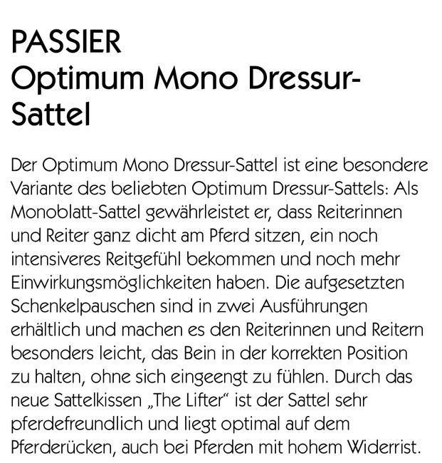 Passier Optimum Mono, Passier Optimum Mono, Kathrin, Dressursattel, Barsbüttel , Abbildung 7