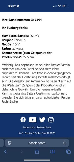 Passier PSL VD Vielseitigkeitssattel VS VSD 16,5, Passier PSL VD, Manuela G., Vielseitigkeitssattel (VS), Schallbach, Abbildung 13
