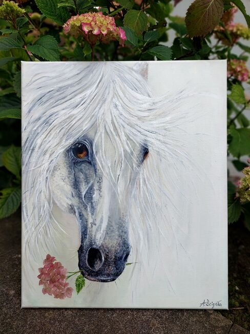 Pferd Weiss Pony handgemalt, neu, Ola, Pferd kaufen, Dallikon