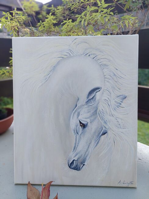 Pferd Weiss Walalch handgemalt, neu, Ola, Horses For Sale, Dallikon