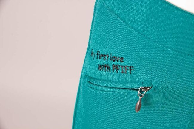 PFIFF Kinder-Reitleggings mit Stoffbesatz Gr. 152 Farbe türkis, Reit-Leggings, Una (Horse-design), Children's Breeches & Jodhpurs, Rot am See