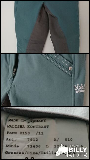 Pikeur Reithose Gr. 38 Petrol Green, Pikeur  Malisha Kontrast, Eva, Breeches & Jodhpurs, Guntersblum , Image 4