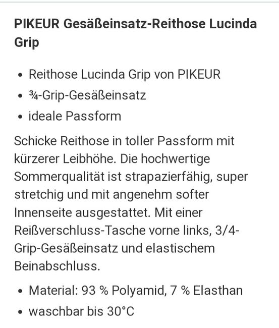 ⭐Pikeur/Neuwertige Reithose Lucinda Grip in Größe 36⭐, Pikeur  Lucinda Grip , Familie Rose, Bryczesy, Wrestedt, Image 7