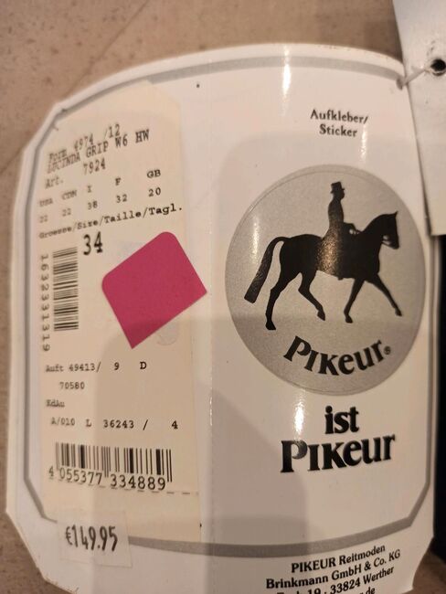 PIKEUR Reithose Lucinda Grip, neu mit Etikett, Gr. 34 für Damen, Pikeur Lucinda Grip,, Julia Beiter (Alles für die vierbeinigen Lieblinge), Reithosen, Sinzheim, Abbildung 3