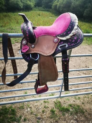 Pink suede and leather western saddle, Katie , Siodło westernowe , Saltash , Image 4