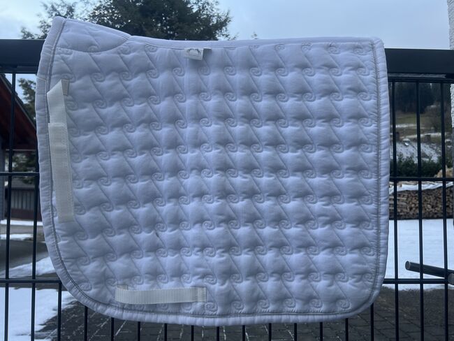 Dressur-Schabracke, WB, weiss mit silber Bordüre, Gaby Lais, Czapraki, Malsburg-Marzell