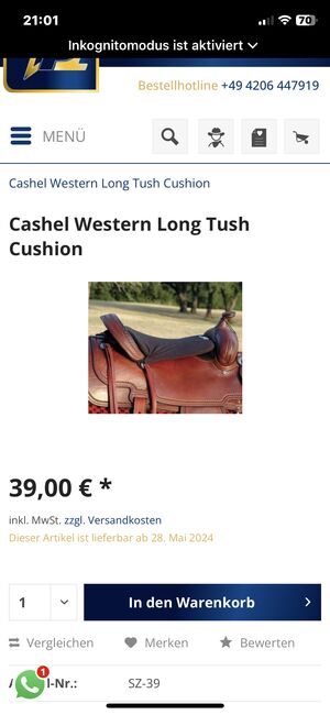 Gelkissen für Westernsattel, Cashel, Bernadette Bauer, Siodło akcesoria, Rodgau, Image 6