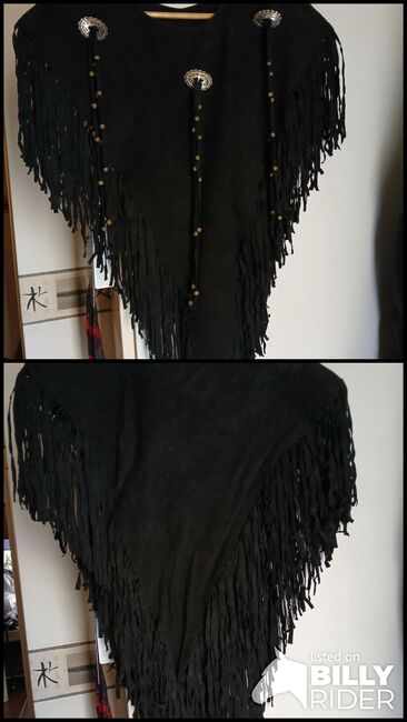 Poncho aus echtem Wildleder in schwarz, Bibi, Riding Jackets, Coats & Vests, Bad Bentheim, Image 3
