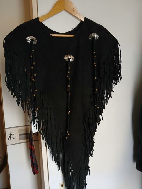 Poncho aus echtem Wildleder in schwarz, Bibi, Riding Jackets, Coats & Vests, Bad Bentheim
