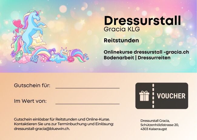 Geschenkgutscheine für Kinder: Reitunterricht, Bodenarbeit oder Coaching, Sibylle Kohler, Riding Lessons, Kaiseraugst