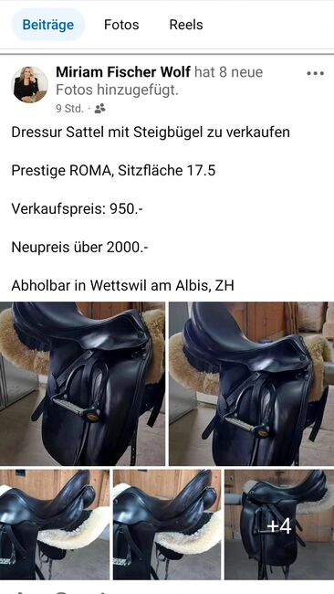 Prestige Dressursattel ROMA, Prestige, Miriam Fischer Wolf, Dressursattel, Wettswil