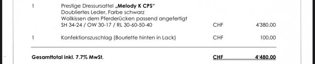 Prestige Melody K CPS, Prestige Melody K CPS, Céline Schiess, Dressursattel, Wetzikon, Abbildung 5