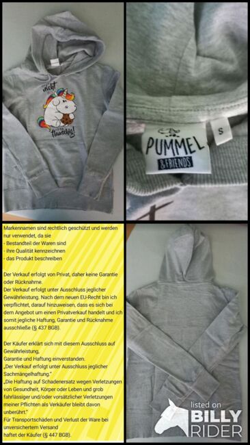 ⭐️Pummel Einhorn/Neuwertiger Hoodie in Größe S⭐️, Pummel Einhorn , Familie Rose, Shirts & Tops, Wrestedt, Image 5