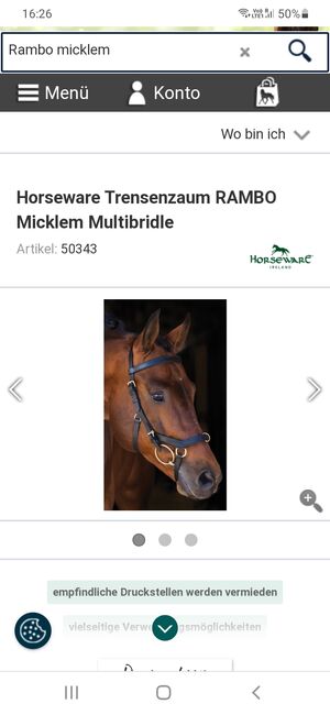 Rambo Miklem Multibridle, Horseware Multibridle Miklem , Mireille, Ogłowia bezwędzidłowe, Freudenburg, Image 2