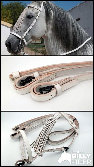 SALE! Exklusiver handgenähter spanischer Zaum in Weiss mit Vaquero Zügel MARJOMAN, Marjoman Spain, Maya (Swisshorseshop), Bridles & Headstalls, Frauenfeld, Image 4