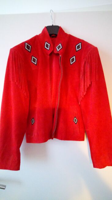 Echtleder-Jacke rot mit Fransen, Wolf Haiber , Riding Jackets, Coats & Vests, Ilsfeld 
