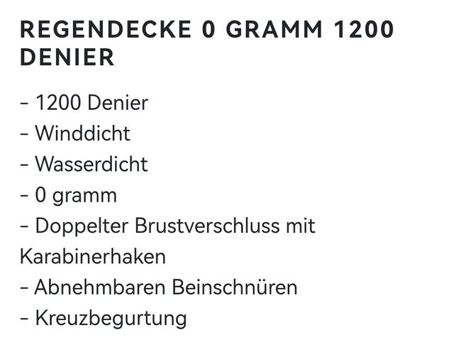 Regendecke 1200D 95cm, Kristin , Pferdedecken, Königs Wusterhausen, Abbildung 2