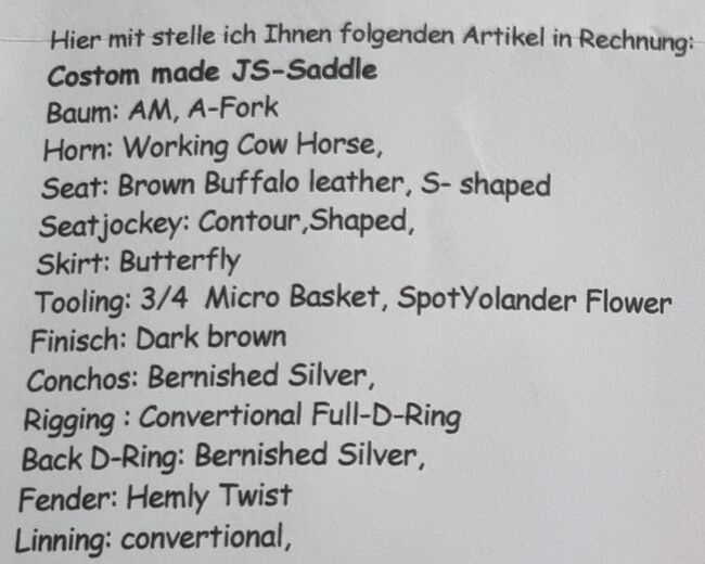 Reiningsattel Westernsattel Showsattel Custom Made Sattel, JS Saddle , Susi , Westernsattel, Linsengericht, Abbildung 11