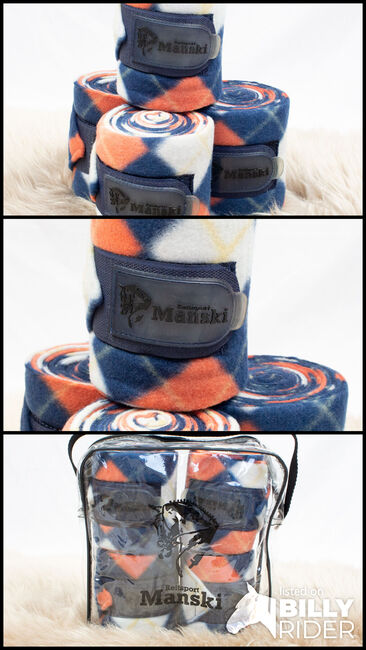 Reitsport Manski Bandagen navy/orange kariert WB, Reitsport Manski Bandagen navy/orange kariert, myMILLA (myMILLA | Jonas Schnettler), Horse Bandages & Wraps, Pulheim, Image 4