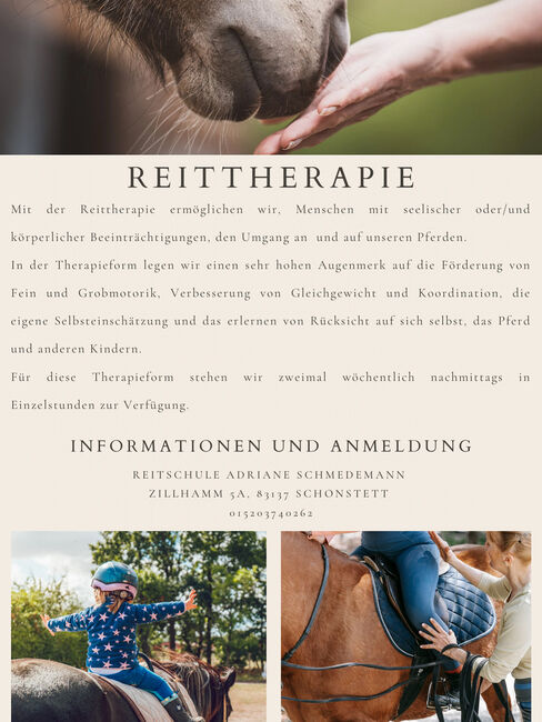 Reittherapie, Adriane Schmedemann Reitschule, Riding Lessons, Schonstett 