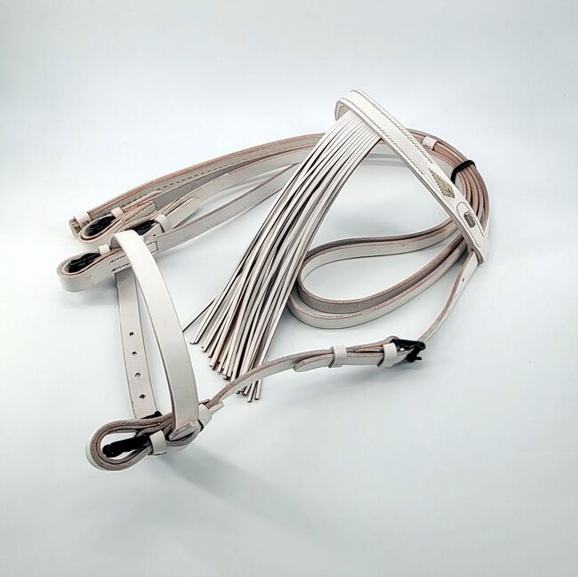 SALE! Exklusiver handgenähter spanischer Zaum in Weiss mit Vaquero Zügel MARJOMAN, Marjoman Spain, Maya (Swisshorseshop), Trensen, Frauenfeld, Abbildung 3