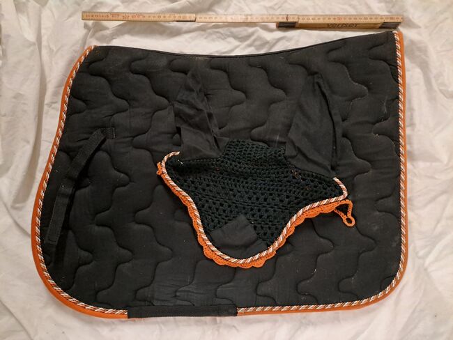 Schabracke VS mit Ohrengarn, schwarz- orange, BR, Patricia , Schabracken, Neudorf