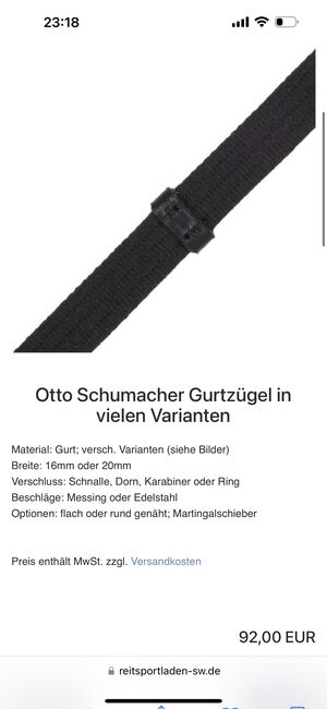 Schumacher Zügel, neu, Otto Schumacher Otto Schumacher Gurtzügel , Alea Wollseif, Pozostałe, Hamburg , Image 3