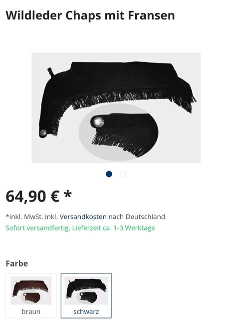 Schwarze Wildlederchaps mit Fransen, Jenny Mokosch, Stiefelschäfte & Reitchaps, Dinslaken, Abbildung 3