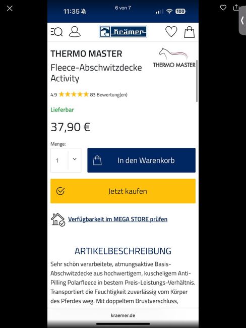 Showmaster Active fleece rug Abschwitzdecke Krämer 125, Showmaster Active fleece rug , Luisa S., Horse Blankets, Sheets & Coolers, Dortmund, Image 6