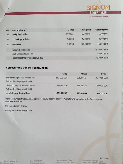 Signum Lotus Sattel 17,5 Zoll, nur 2 Jahre gebraucht, Signum Lotus, Angela Müller-Patzak , Wanderreitsattel, Stockdorf , Abbildung 8